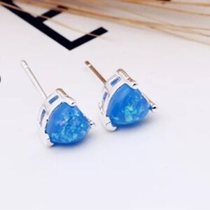 Fashion Love Heart Crystal Silver Charm Stud Earring Party Jewelry